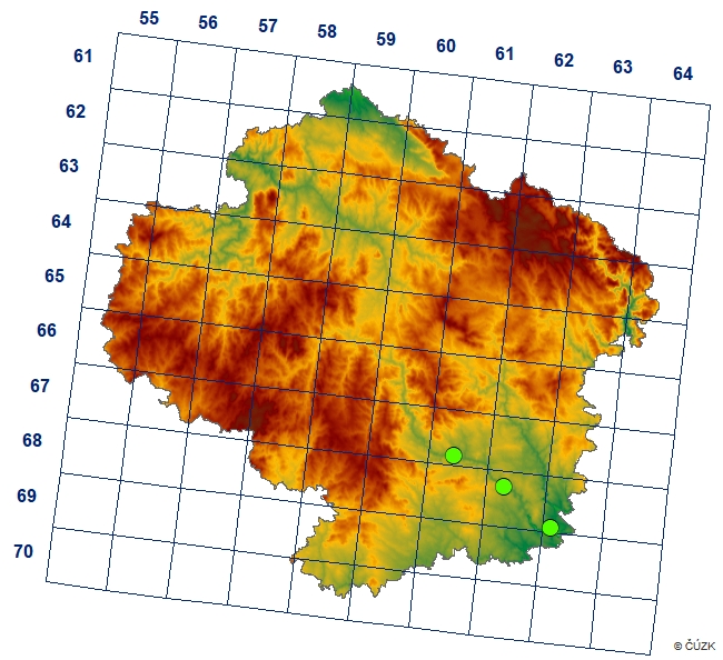 Mapa výskytu - hranitka znamenaná - Camisia horrida