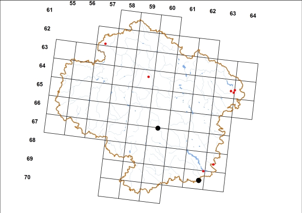 Mapa výskytu - sklovatka rudá - Daudebardia rufa