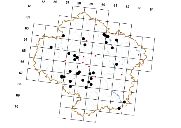 Mapa výskytu - slimáčnice průhledná - Eucobresia diaphana