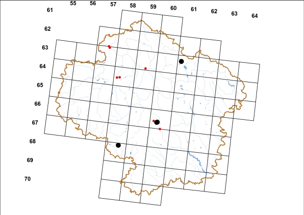 Mapa výskytu - mnohozubka evropská - Laciniaria plicata