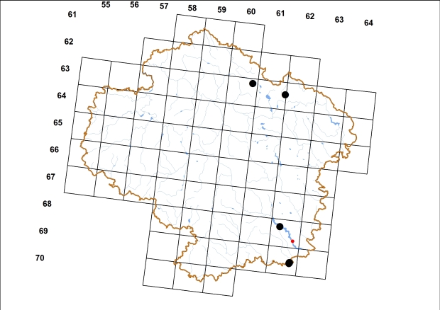 Mapa výskytu - řasnatka břichatá - Macrogastra ventricosa