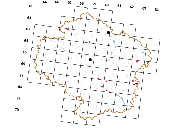 Mapa výskytu - jantarovka úhledná - Oxyloma elegans