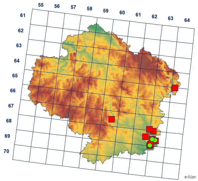 Mapa výskytu - jasoň dymnivkový - Parnassius mnemosyne