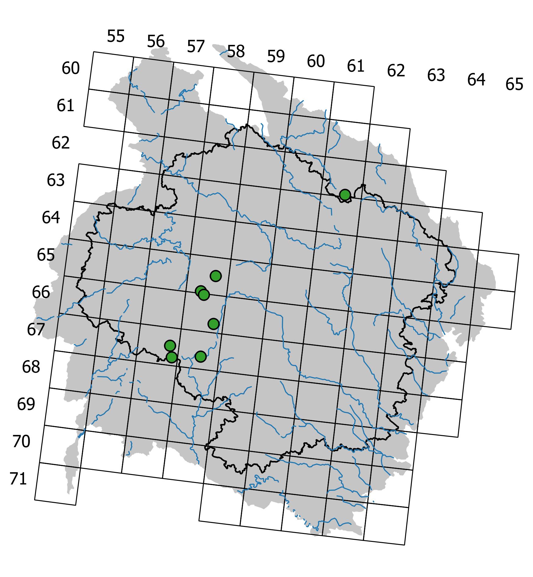 Mapa výskytu - rašeliník tupolistý - Sphagnum obtusum