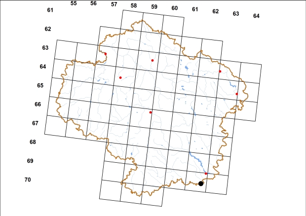 Mapa výskytu - skelnička průzračná - Vitrea diaphana