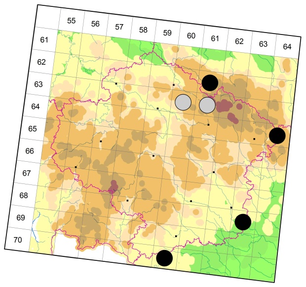 Mapa výskytu - střevlíček - Abax carinatus