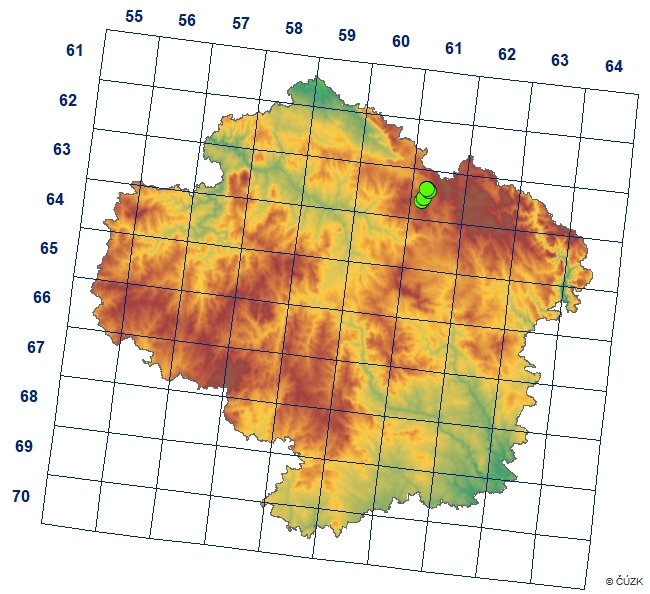 Mapa výskytu - šípověnka vachtová - Acronicta menyanthidis