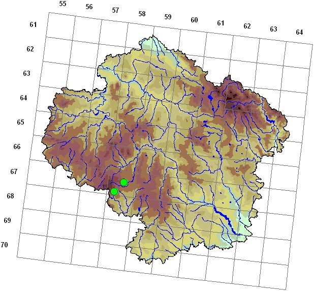 Mapa výskytu - sourubka tupolistá - Alleniella besseri