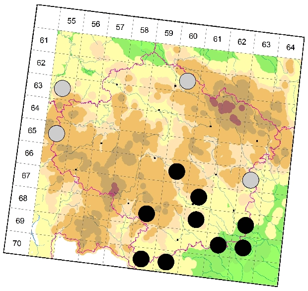 Mapa výskytu - slíďák úhorní - Alopecosa accentuata