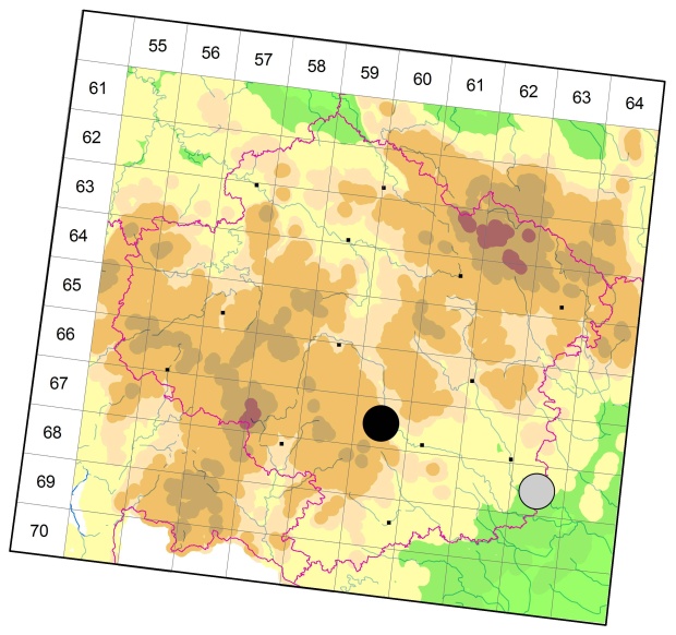 Mapa výskytu - střevlíček - Amara makolskii