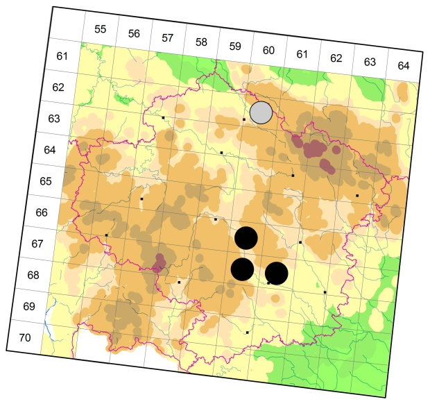 Mapa výskytu - střevlíček - Amara pulpani