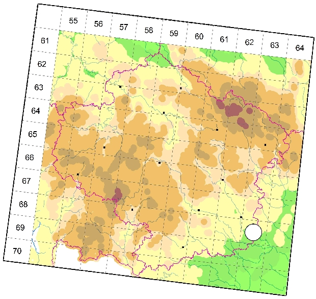 Mapa výskytu - slíďák břehový - Arctosa cinerea