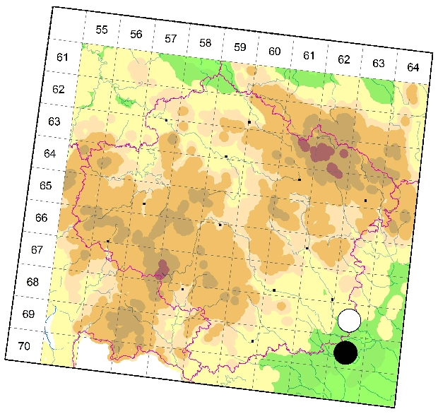 Mapa výskytu - slíďák skvrnitý - Arctosa maculata