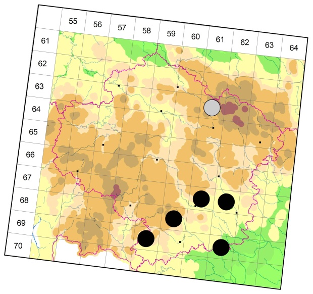 Mapa výskytu - střevlíček - Bembidion minimum