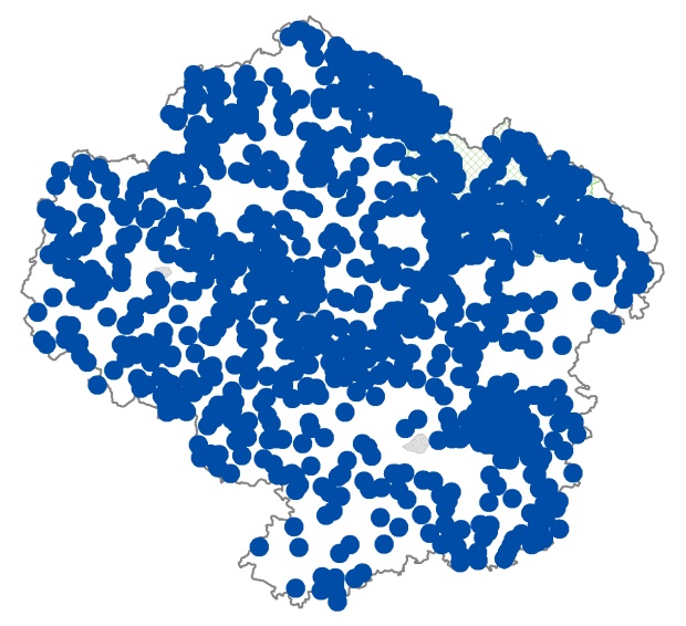 Mapa výskytu - ropucha obecná - Bufo bufo