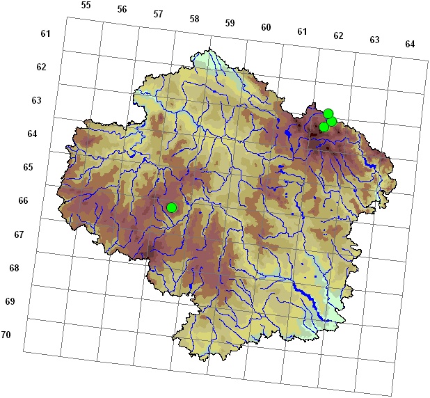 Mapa výskytu - kryjnice Neesova - Calypogeia neesiana