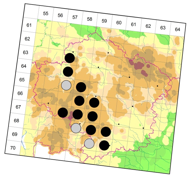 Mapa výskytu - střevlík - Carabus problematicus