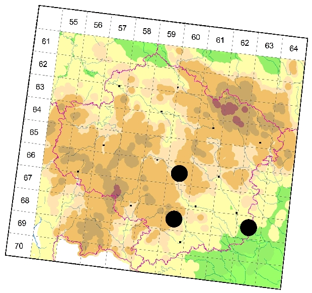 Mapa výskytu - tesařík - Chlorophorus sartor