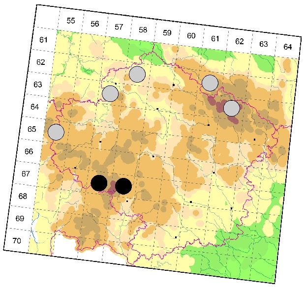 Mapa výskytu - pavučenka trojtrnná - Diplocephalus permixtus