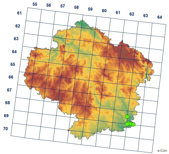 Mapa výskytu - hřbetozubec tmavoúhlý - Drymonia obliterata