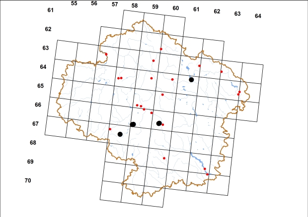 Mapa výskytu - hladovka horská - Ena montana