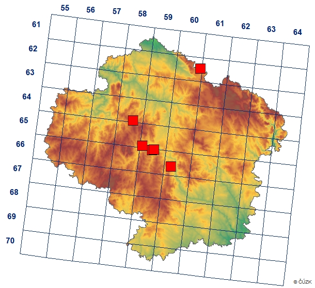 Mapa výskytu - osenice - Euxoa tritici