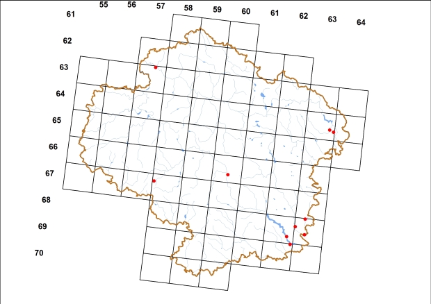 Mapa výskytu - trojlaločka pyskatá - Helicodonta obvoluta