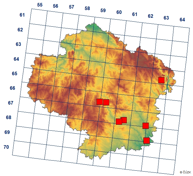 Mapa výskytu - okáč šedohnědý - Hyponephele lycaon