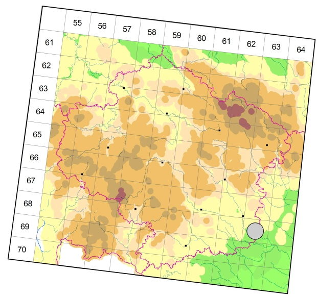 Mapa výskytu - střevlíček - Lebia cyanocephala