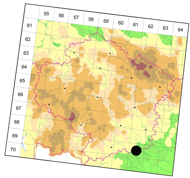 Mapa výskytu - střevlíček - Licinus cassideus