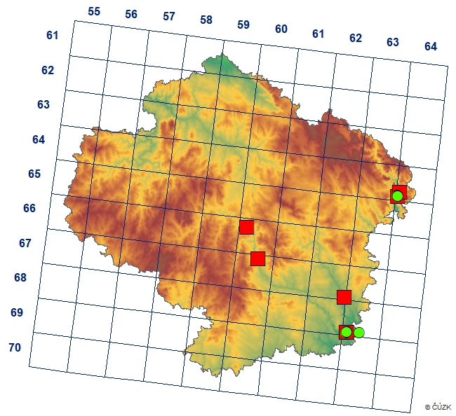 Mapa výskytu - hnědásek květelový - Melitaea didyma