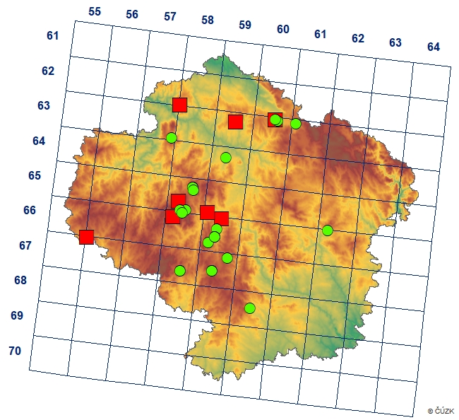 Mapa výskytu - píďalka vachtová - Orthonama vittata