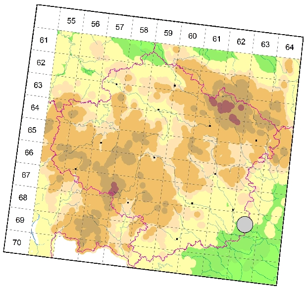 Mapa výskytu - běžník tmavý - Ozyptila pullata