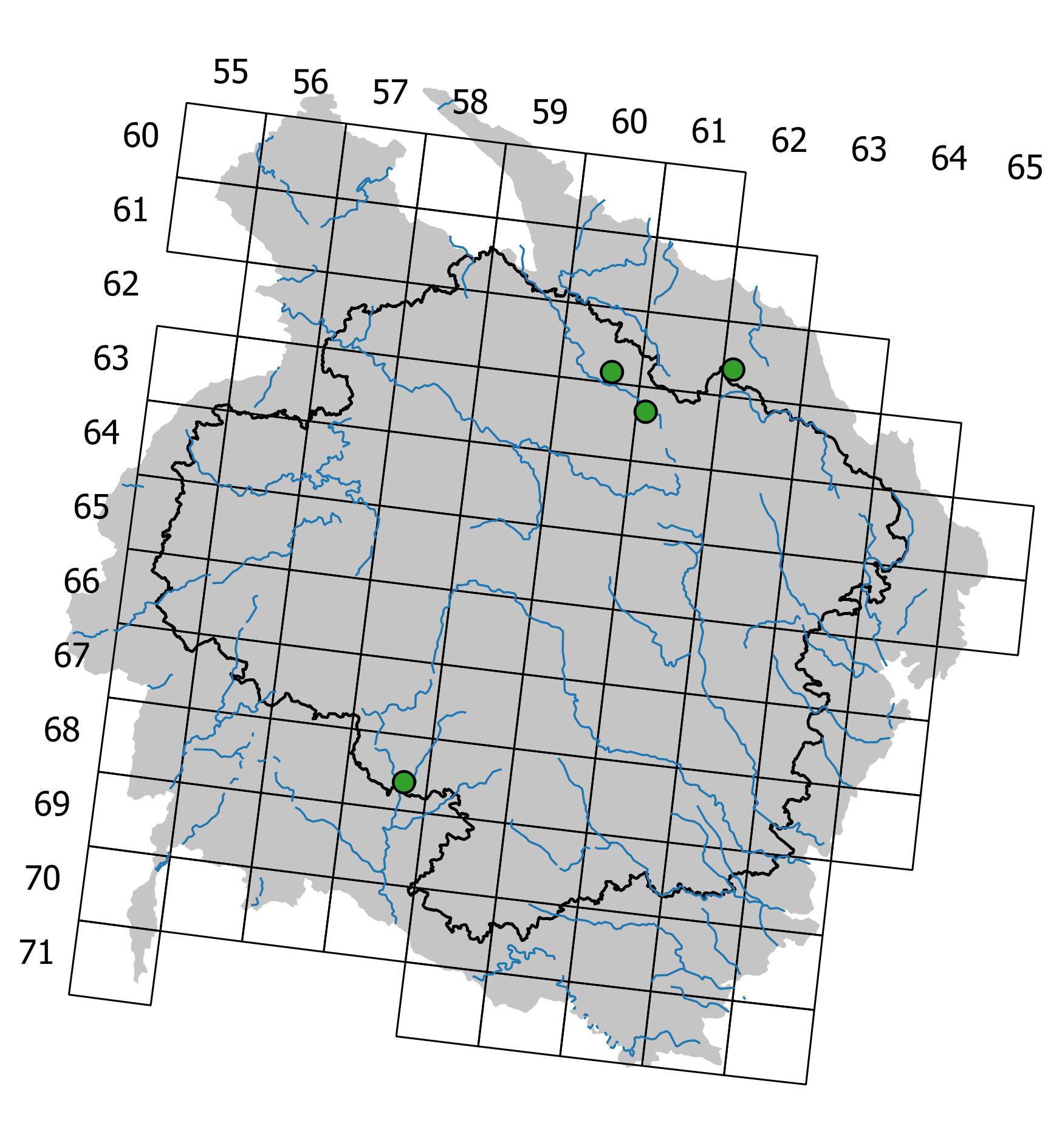 Mapa výskytu - hrubožebrec proměnlivý - Palustriella commutata