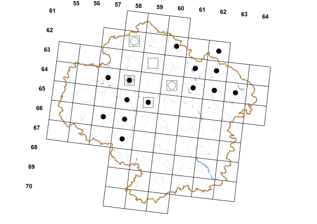 Mapa výskytu - hrachovka prosná - Pisidium milium