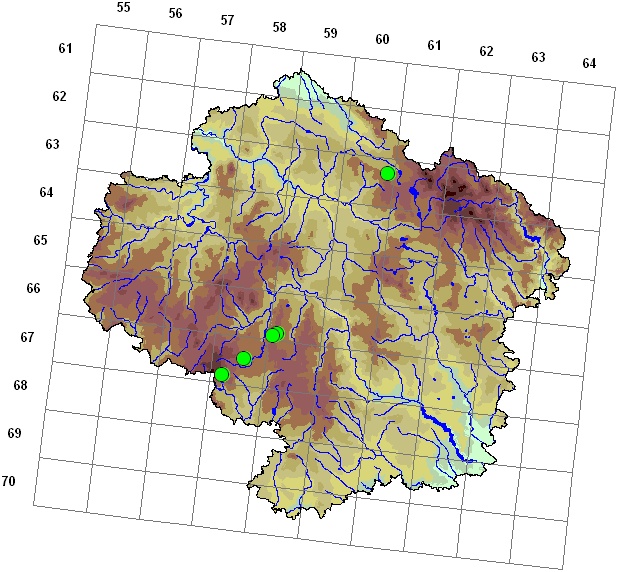 Mapa výskytu - ploníček aloeovitý - Pogonatum aloides