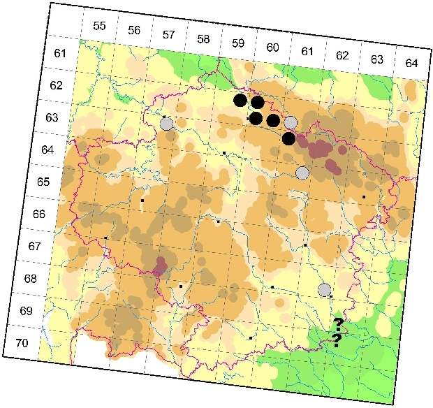 Mapa výskytu - vítod nahořklý - Polygala amarella