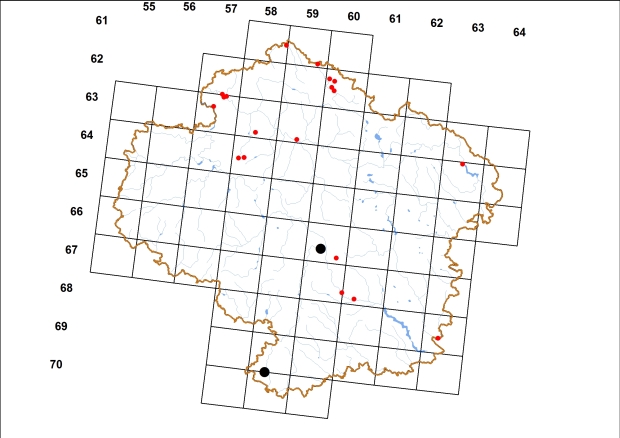 Mapa výskytu - zrnovka mechová - Pupilla muscorum