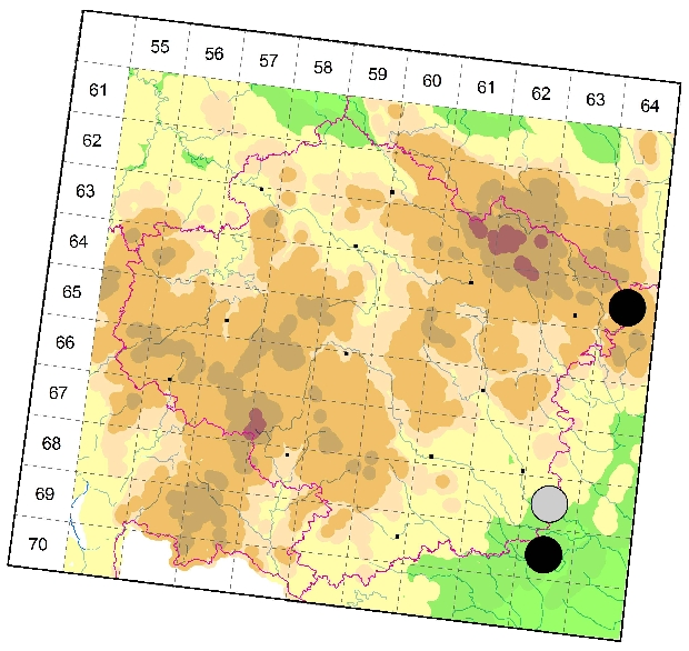 Mapa výskytu - skákavka dvoutečná - Sitticus penicillatus