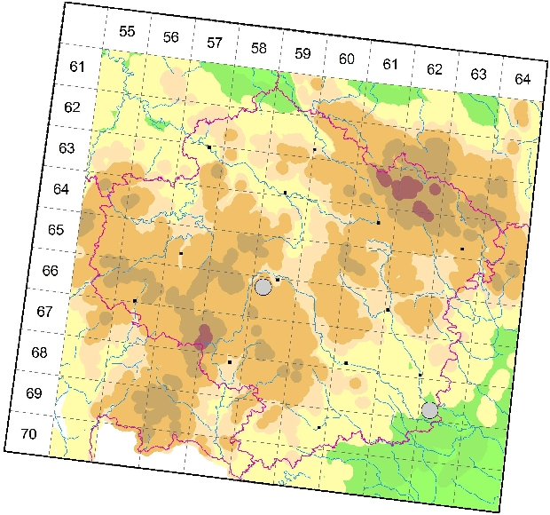 Mapa výskytu - kolenec pětimužný - Spergula pentandra