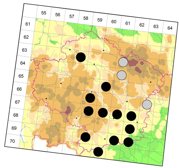 Mapa výskytu - střevlíček - Stenolophus teutonus