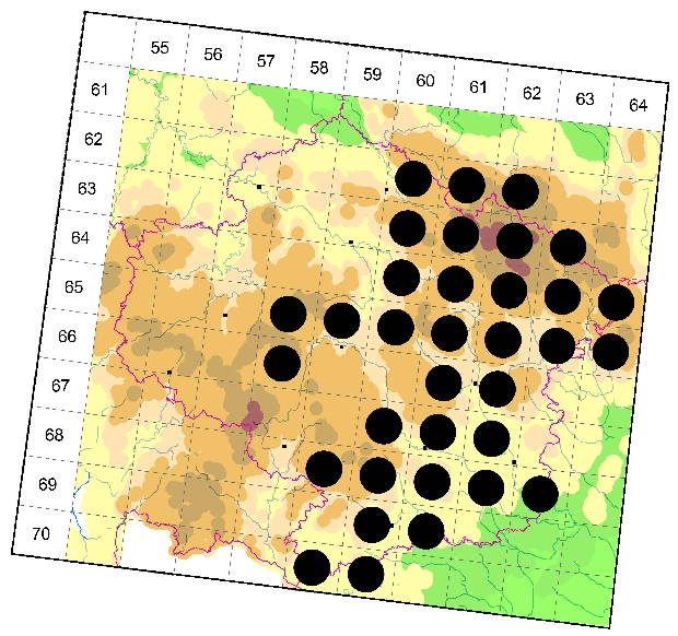 Mapa výskytu - tesařík smrkový - Tetropium castaneum