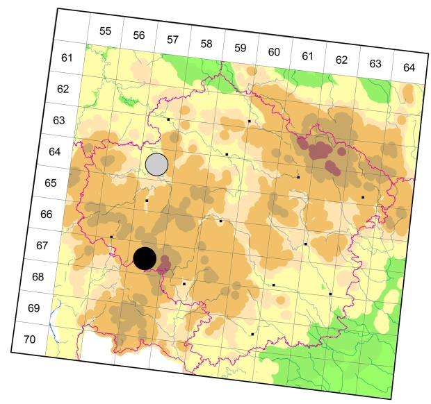 Mapa výskytu - střevlíček - Trechus rivularis