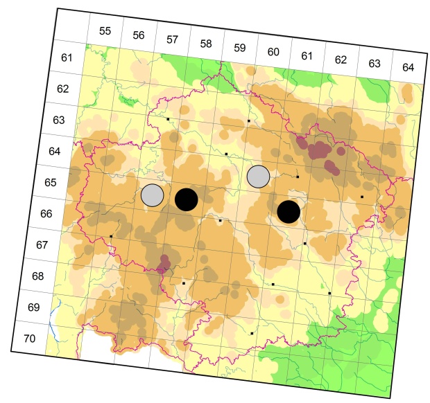 Mapa výskytu - střevlíček - Trechus rubens