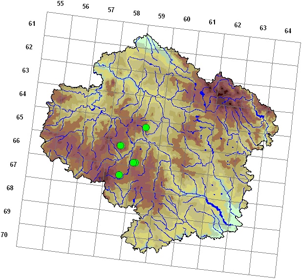 Mapa výskytu - kadeřavec obecný - Ulota crispa