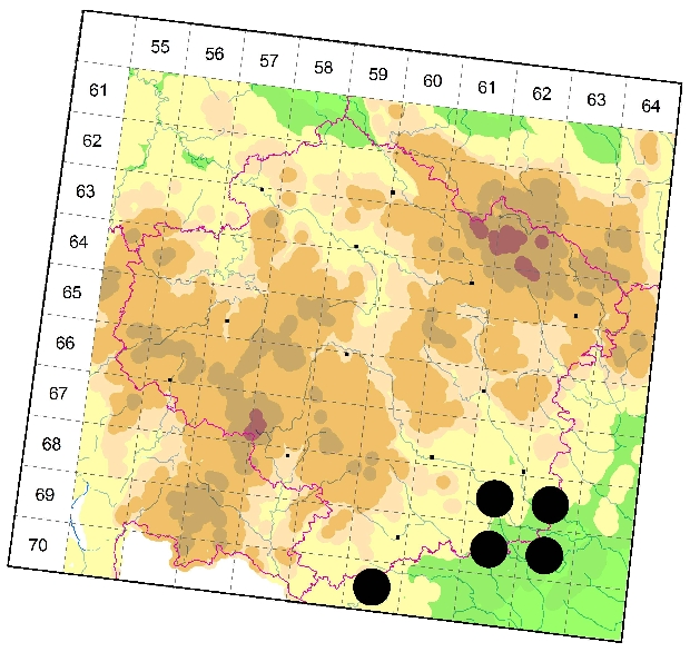 Mapa výskytu - zora pustinná - Zora manicata